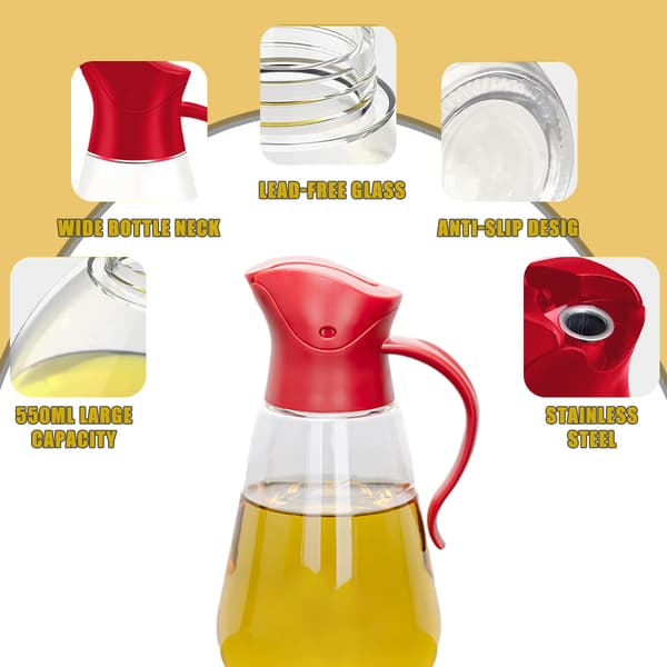 1 st oljeflaska - stort rött flip-lock 550 ml - transparent