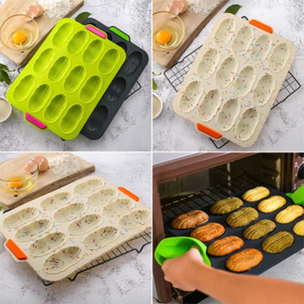 Grønn 12-delt Madeleine brødkake bakeform