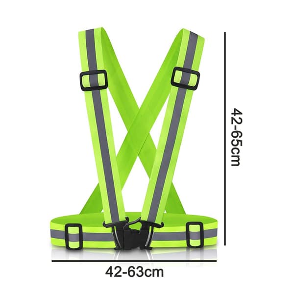 Reflekterende elastisk båndsett - 1 stropp + 4 armstropper + oppbevaringspose - Grønn