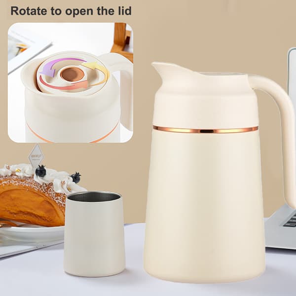 Termoskaffekanne i rustfritt stål - Kremhvit [1300ml]
