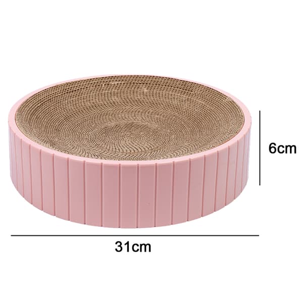 Skålformet katteseng klorebrett-liten rosa 31*31*6cm
