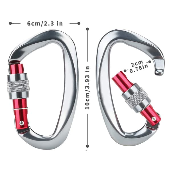 2-delt sett 25KN karabinkrok D-formet spenne - Gun Gray