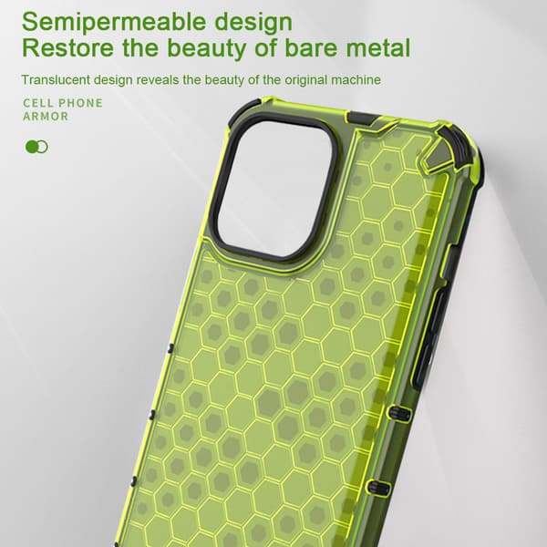 Honeycomb Apple-telefonfodral-iPhone13-genomskinlig grön