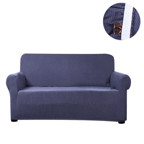 140*180cm elastisk sofatrekk - rutete børstet mørkegrå