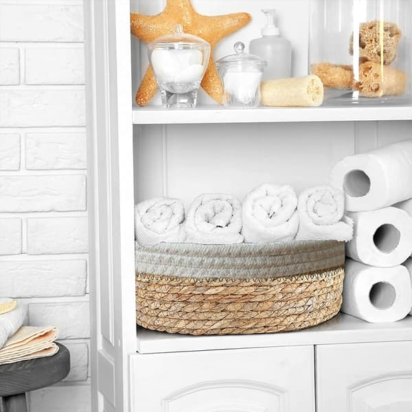 Opbevaringskurv Rund-Beige Rund Stor