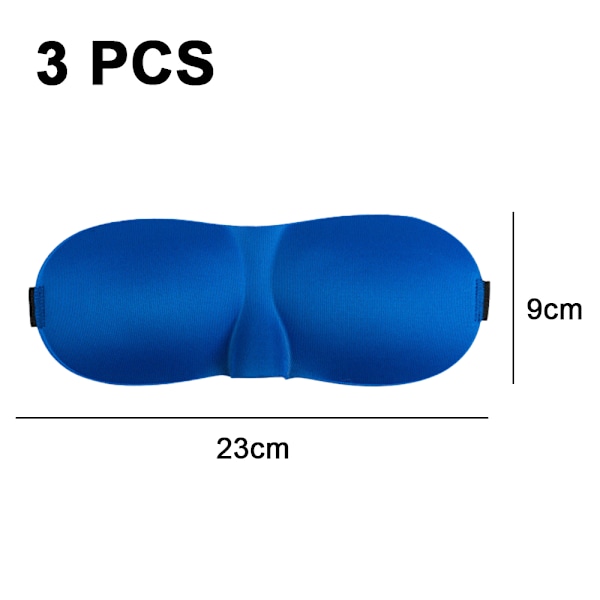 3st 3D Ögonmask - Standard Blå