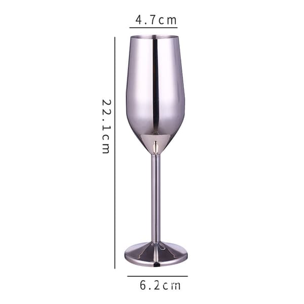 2 stk. vinglas i rustfrit stål - champagneglas 220 ml [sølv]