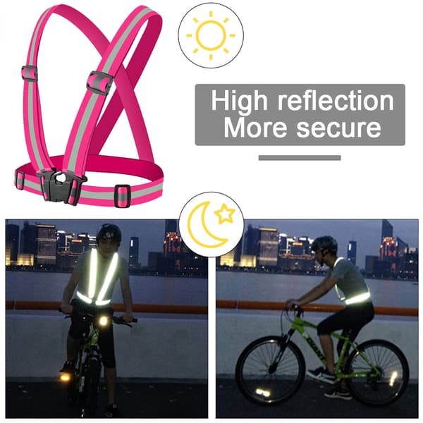 Reflekterende elastisk båndsett - 1 stropp + 4 armstropper + oppbevaringspose - Rosa