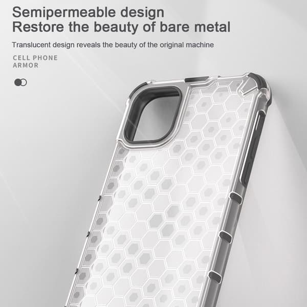 Honeycomb Apple-telefonfodral-iPhone13-genomskinlig vit