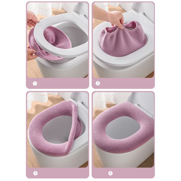 4 stk O-formet strikket toalettsete-flat grå*2+flat blå*2