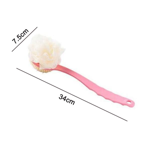 BR-76142 Långskaftad badborste med mjuka borst - med badboll rosa