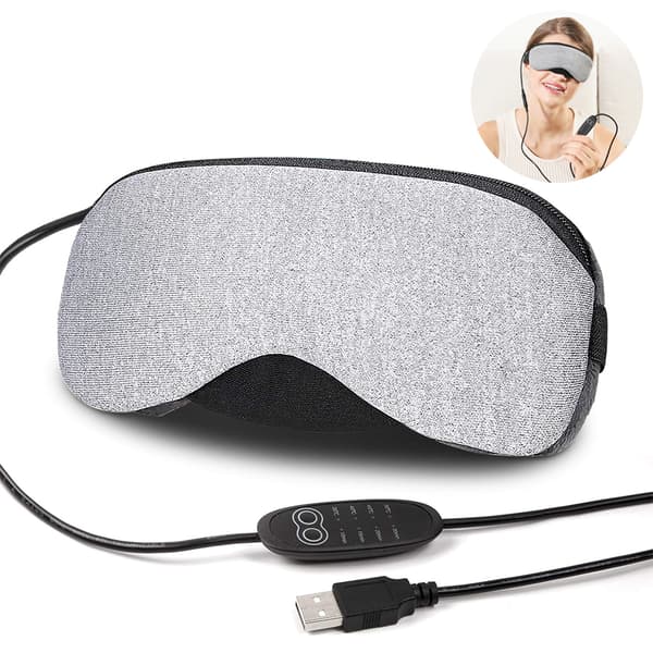 USB plug-in oppvarmende damp øyemaske - grå og duftfri