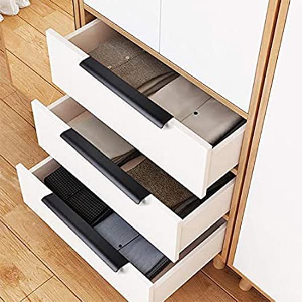 5 stk. kantforseglede aluminiumsgreb - mat sort 623-64mm total længde 80mm