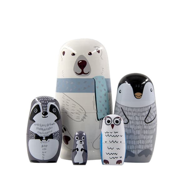 Rysk \"nesting doll\", 5-lagers trävit stor björn \"nesting doll\", heminredning för barn, present. 2
