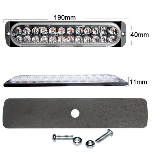 Ny 24-LED Strobelys – 24T Ultratynd Grill Advarselslys (Egnet til Lastbiler/Sidemontering)