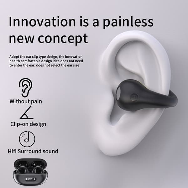LX-Bone Conduction Clip-On Høretelefoner-Sort