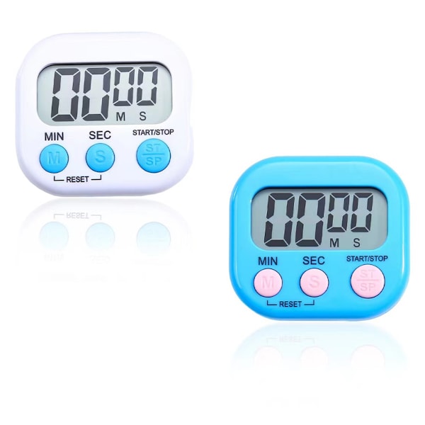 2 stk. timer - hvit + blå - engelsk