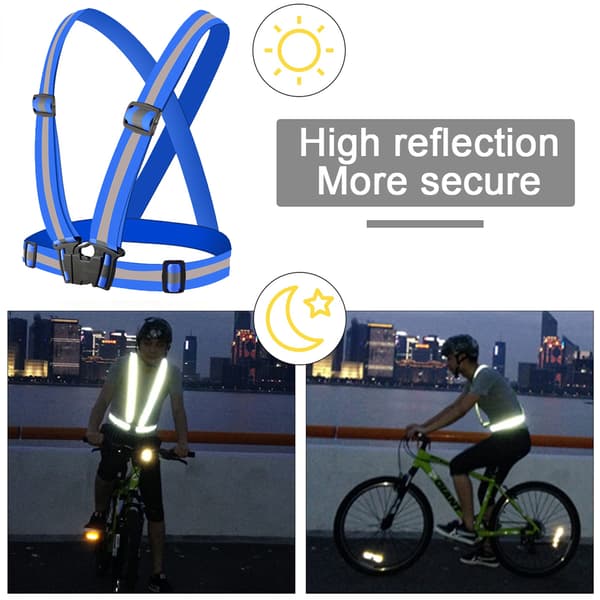 Reflekterende elastisk båndsett - 1 stropp + 4 armstropper + oppbevaringspose - blå