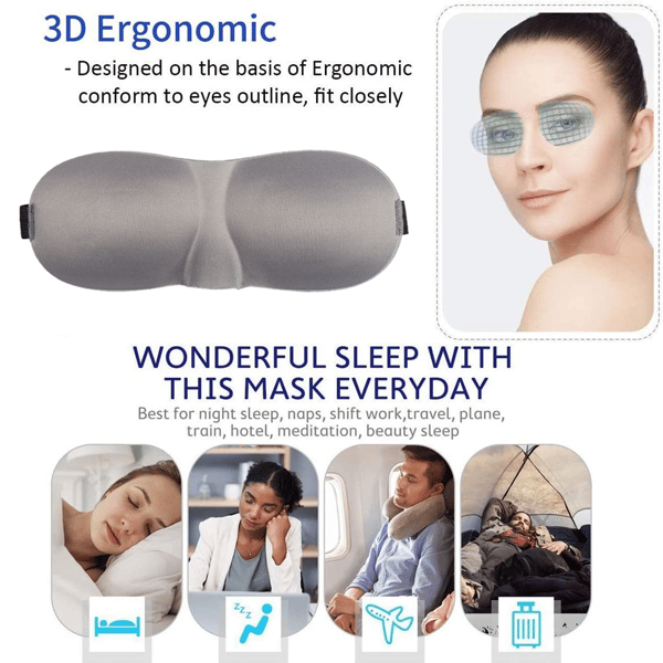 3st 3D Ögonmask - Standardutgåva Grå