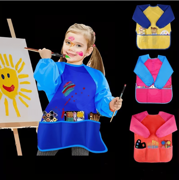Kunstnerforkle, brukt til maling, vendbar smock, cateringforkle, kunstmalingsforkle yellow