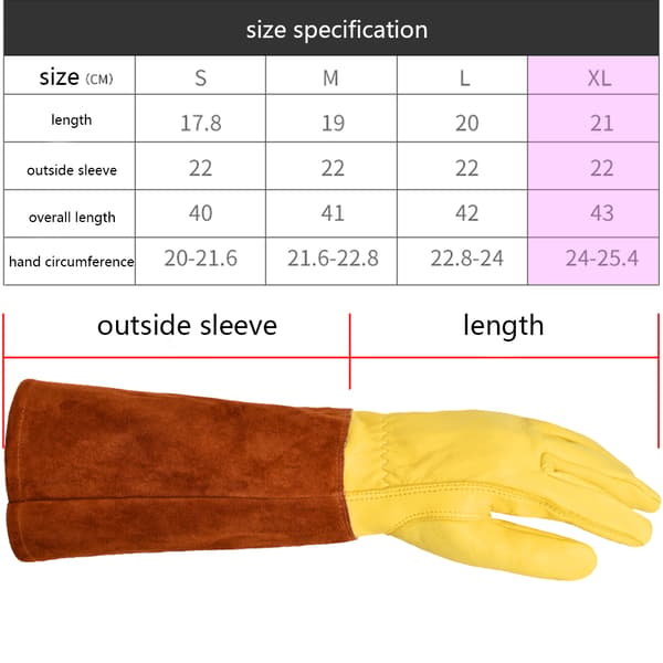 1 par lange havehandsker - brun XL