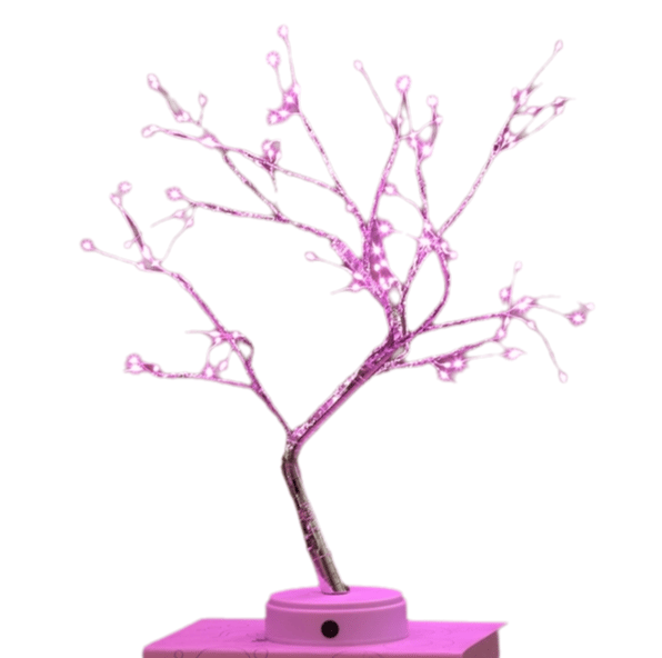 LED eldflugsträdslampa - rosa 108 lampor - eldträd och silverblomma
