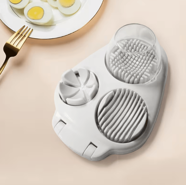 Eggeskjærer, eggkilekutter, eggknuser, fancy eggeskjærer, tre-i-ett-skjærer white
