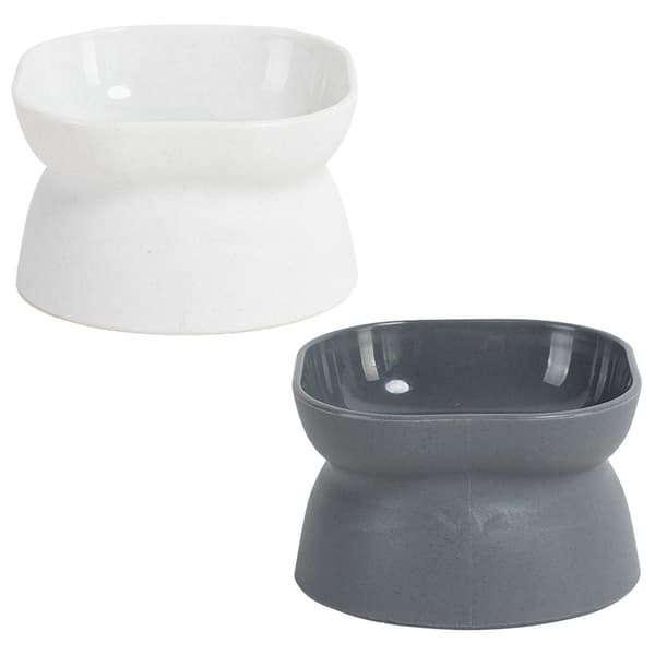 2-pack kattmatskål - Modern skål 2-pack (vit + grå)