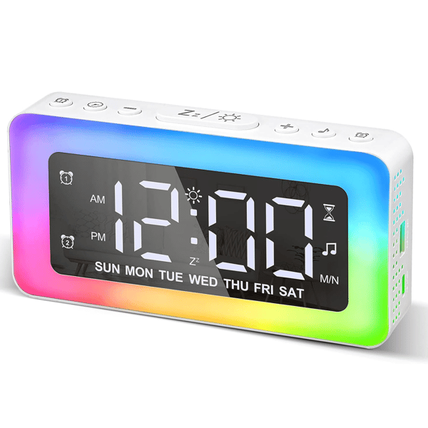 LED elektronisk klokke - Hvit