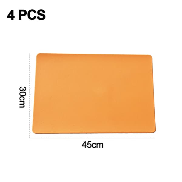4 stk. læder dækkeservietter - orange (rektangulær) 45*30cm, 2mm tyk