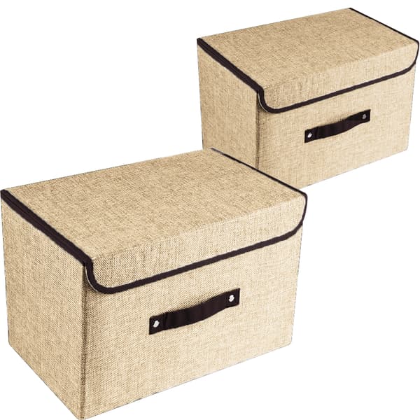 Vikbar förvaringslåda - Beige stort och litet set