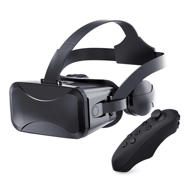 3D Panoramiska VR-glasögon Headset Headset-J30Y1 Svart + Säkerhetskabel
