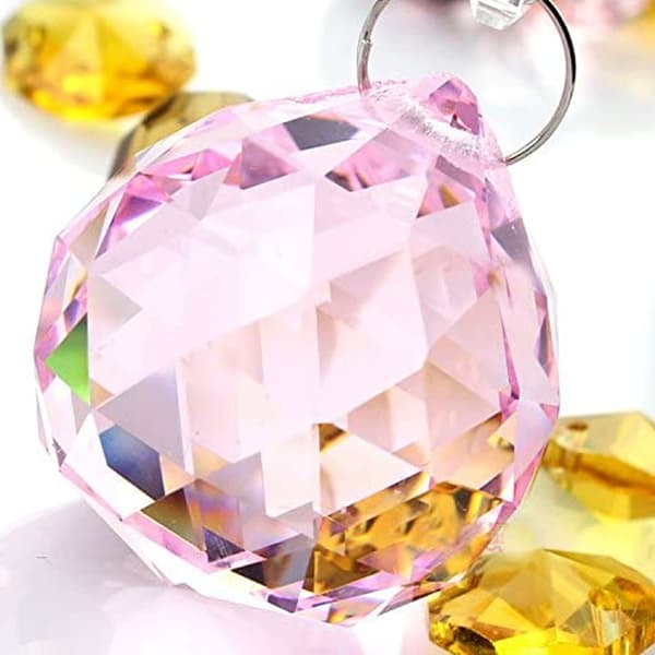 2 st färgade kristallkulor - 40 mm rosa
