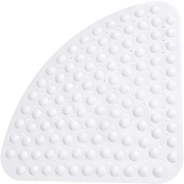 Vit 54*54cm--Stor solfjäderformad duschgolvmatta badrum halkfri matta