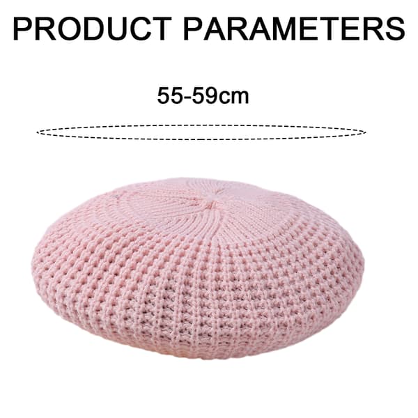 Värikäs neulottu baretti - vaaleanpunainen - M (56-58cm)