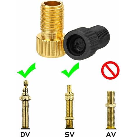 4-pack mässing Presta ventiladapter för cykelventil med svart O-ring för att pumpa däcket med en standardpump eller luftkompressor