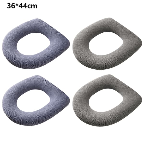 4 stk O-formet strikket toalettsete-flat grå*2+flat blå*2