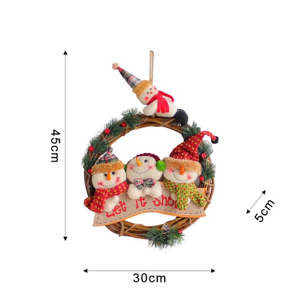 Julestokk-krans - Tre snømenn