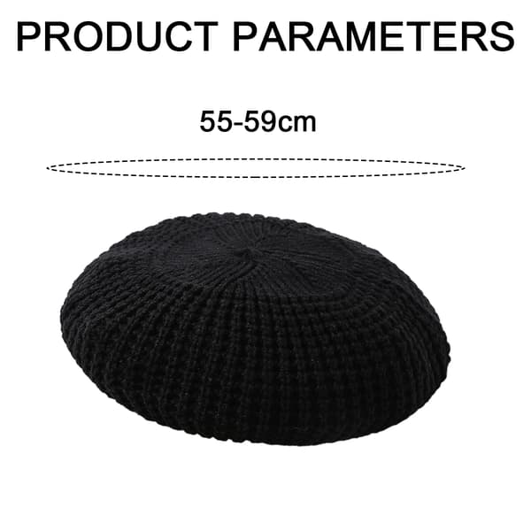 Färgglad stickad basker-svart-M (56-58cm)