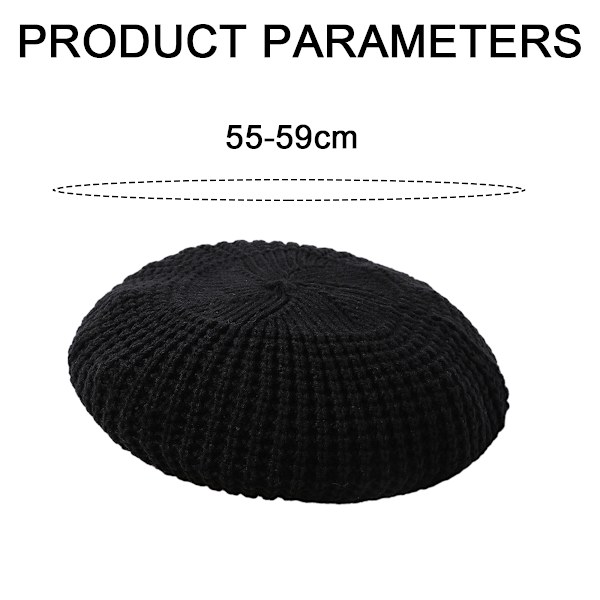Farverig strikket baret-sort-M (56-58cm)