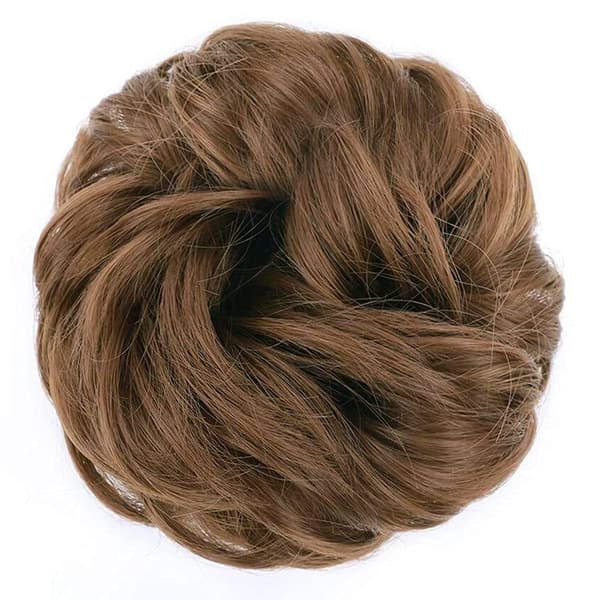 1 st Messy Bun Hårförlängning Scrunchie Lockig Vågig Messy Syntetisk Chignon för Kvinnor Uppdo Håraccessoar Light Brown#