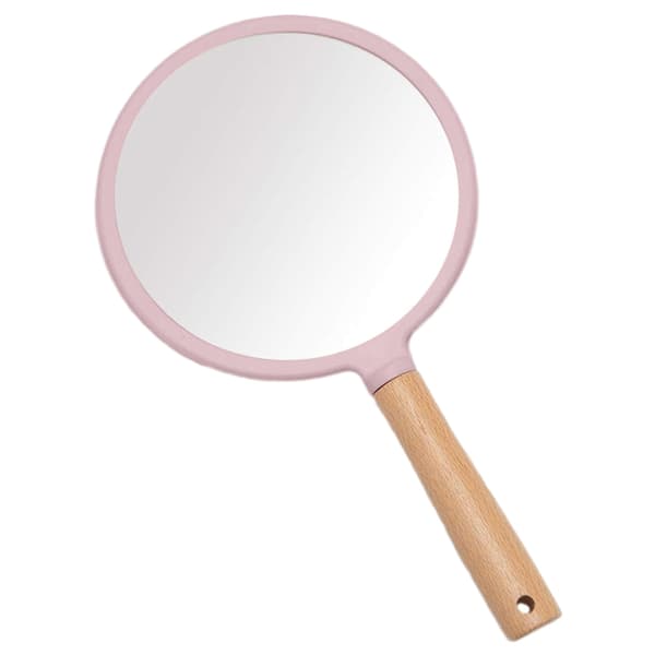 Håndtag makeup spejl-rund-pink