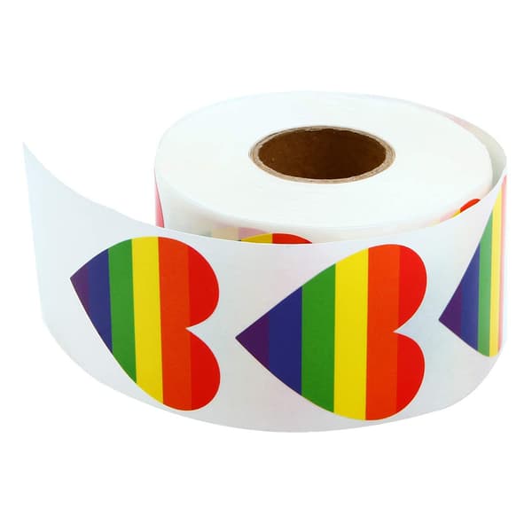 Regnbuehjerte-klistremerke – 2,5 cm (CU17)