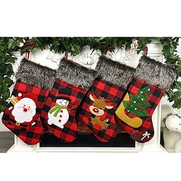 Julstrumpor - Jultomten, Snögubbe, Älg, Julgran