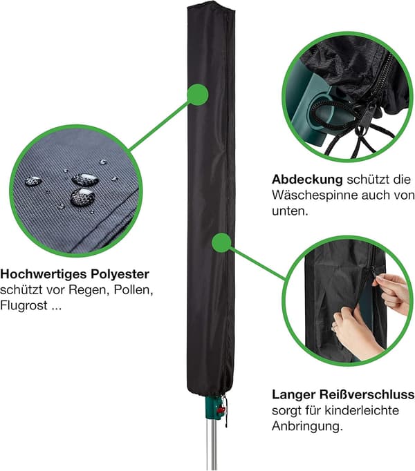 Roterande torkskydd - Svart - 16*16*180CM