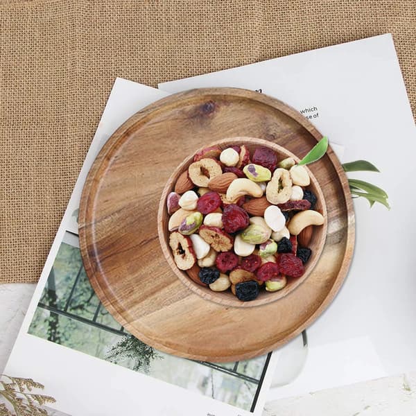 2 stk middagstallerken i tre - diameter 25 cm