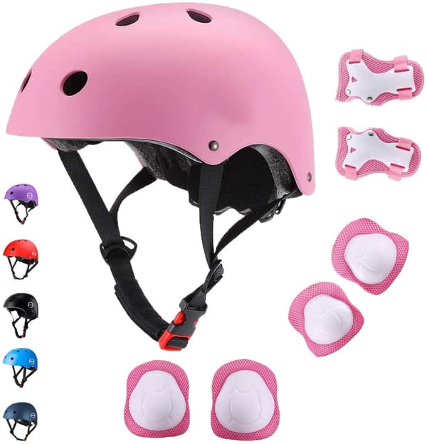 Barns rullskridskoskyddsutrustning 7-delat set - Rosa