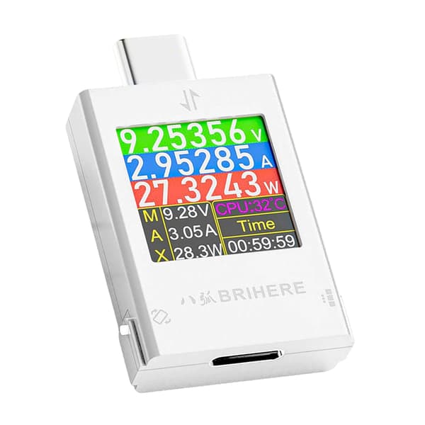USB C-testare mätanordning typ C multimeter digital, effektmätare kapacitet spänningstestare strömmätare, USB-effektkapacitetsdetektor, vit