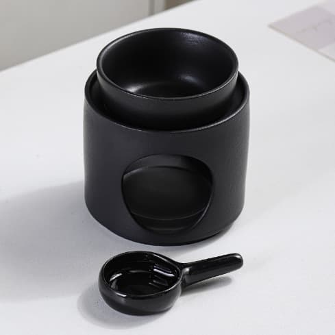 Svart delad keramisk aromdiffusor, doftspridare, eterisk oljediffusor