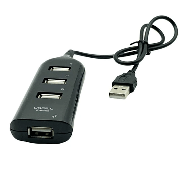 4-ports USB 2.0-hub, sort, Dockhouse strømskinne til stationære og bærbare computere, 4-ports multi-interface splitter